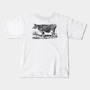 Jersey Cow Black and White Illustration Kids T-Shirt